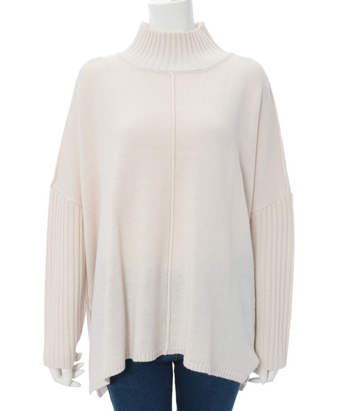 fifth（フィフス）の「サイドスリットハイネックリブスリーブニット（ニット/セーター・レディース・オフホワイト/ブラック/ブルー・MEDIUM）」の12枚目の写真