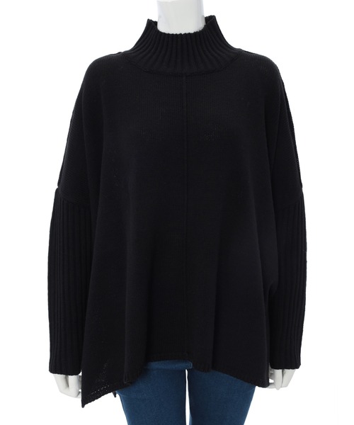 fifth（フィフス）の「サイドスリットハイネックリブスリーブニット（ニット/セーター・レディース・オフホワイト/ブラック/ブルー・MEDIUM）」の7枚目の写真