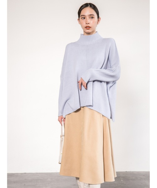 fifth（フィフス）の「サイドスリットハイネックリブスリーブニット（ニット/セーター・レディース・オフホワイト/ブラック/ブルー・MEDIUM）」の17枚目の写真