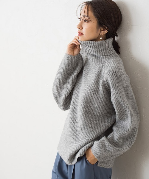 Pierrot（ピエロ）の「ふんわりウォッシャブルタートルニット（ニット/セーター・レディース・アイボリー/モカ/杢グレー・M/L）」の21枚目の写真