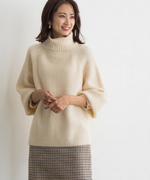Pierrot（ピエロ）の「ふんわりウォッシャブルタートルニット（ニット/セーター・レディース・アイボリー/モカ/杢グレー・M/L）」の6枚目の写真