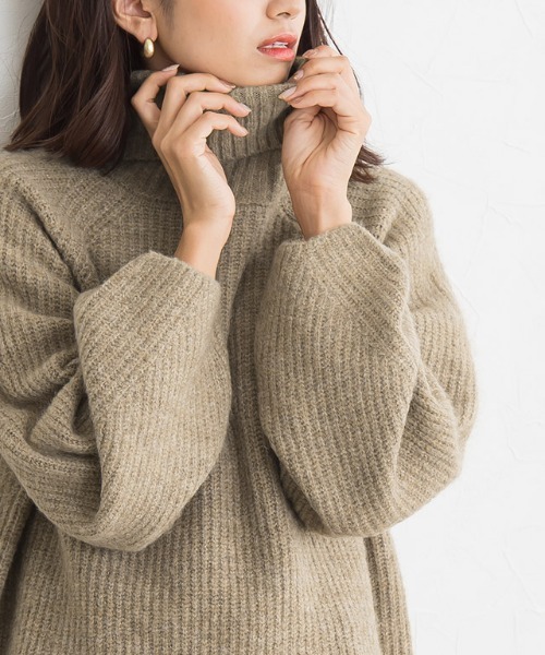 Pierrot（ピエロ）の「ふんわりウォッシャブルタートルニット（ニット/セーター・レディース・アイボリー/モカ/杢グレー・M/L）」の12枚目の写真