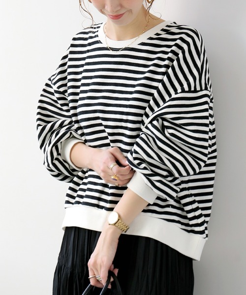 Simplicite(サンプリシテ)の「オーバーボーダーロンT◆(Tシャツ/カットソー・レディース・ブラック/ブラウン/ネイビー・FREE)」の2枚目の写真