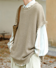 neos | 【neos -addictive design-】ビッグシルエット ダメージ加工 ラーベン編み ニット ベスト(ベスト)