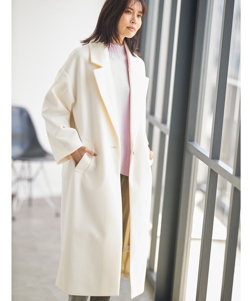 ニットモッサ袖タックチェスターコート（チェスターコート