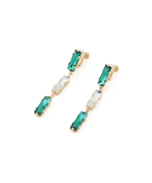 MADEMOISELLE ROPE'(マドモアゼル ロペ)の「バゲットカットビジューイヤリング(イヤリング・レディース・グリーン・FREE)」の3枚目の写真