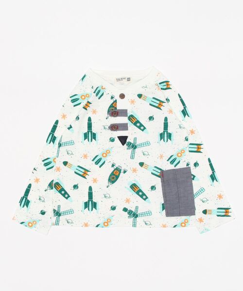 RAGMART(ラグマート)の「総柄ロケットプリントロングスリーブTシャツ(Tシャツ/カットソー・キッズ・グリーン/オフホワイト・110cm/120cm/130cm/100cm)」の2枚目の写真