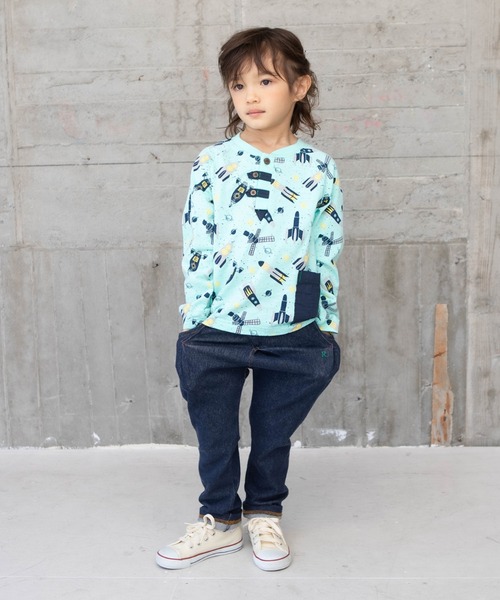 RAGMART(ラグマート)の「総柄ロケットプリントロングスリーブTシャツ(Tシャツ/カットソー・キッズ・グリーン/オフホワイト・110cm/120cm/130cm/100cm)」の4枚目の写真