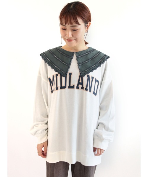 ehka sopo（エヘカソポ）の「カレッジロゴビッグスウェット（スウェット・レディース・オフホワイト/グレー/ネイビー/ブラウン・ﾌﾘ-）」の2枚目の写真