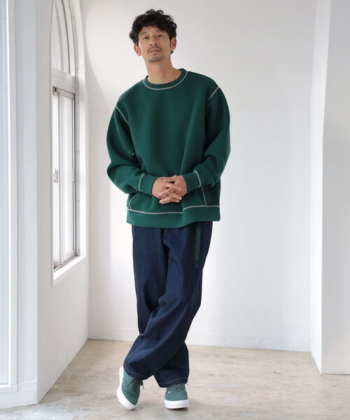 B:MING by BEAMS(ビーミングバイビームス)の「B:MING by BEAMS / ライトポンチ カラーステッチ クルーネック スウェットシャツ(スウェット・メンズ・オレンジ/ブルー/グリーン/ホワイト系その他5・SMALL/MEDIUM/LARGE/X-LARGE)」の9枚目の写真