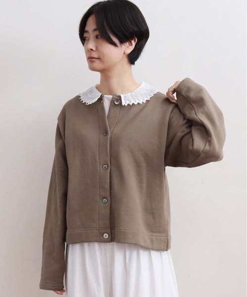 aimer le mieux(エメルミュー)の「●aimer Presscotton甘撚裏毛カーディガン(カーディガン/ボレロ・レディース・ベージュ/ネイビー/カーキ・FREE)」の2枚目の写真