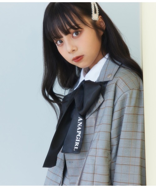 ANAP GiRL(アナップガール)の「2パターンリボン付シャツ【卒服】(シャツ/ブラウス・キッズ・ホワイト・MEDIUM)」の9枚目の写真