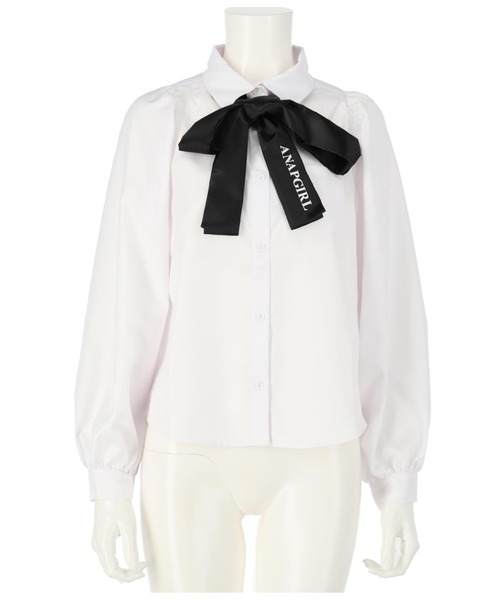 ANAP GiRL(アナップガール)の「2パターンリボン付シャツ【卒服】(シャツ/ブラウス・キッズ・ホワイト・MEDIUM)」の8枚目の写真