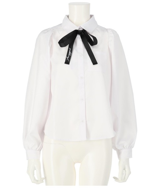 ANAP GiRL(アナップガール)の「2パターンリボン付シャツ【卒服】(シャツ/ブラウス・キッズ・ホワイト・MEDIUM)」の10枚目の写真