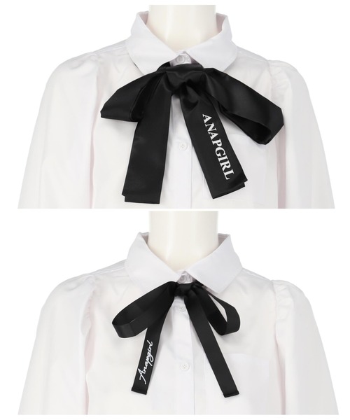 ANAP GiRL(アナップガール)の「2パターンリボン付シャツ【卒服】(シャツ/ブラウス・キッズ・ホワイト・MEDIUM)」の5枚目の写真