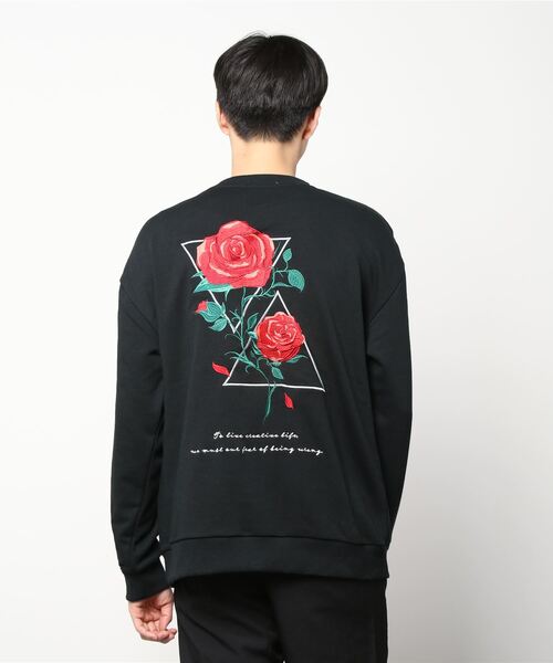 JOHN'S CLOSET（ジョンズクローゼット）の「【13】フラワー刺繍トレーナー（スウェット・メンズ・ブラック/ホワイト/ブラック系その他/ホワイト系その他・MEDIUM/LARGE）」の18枚目の写真