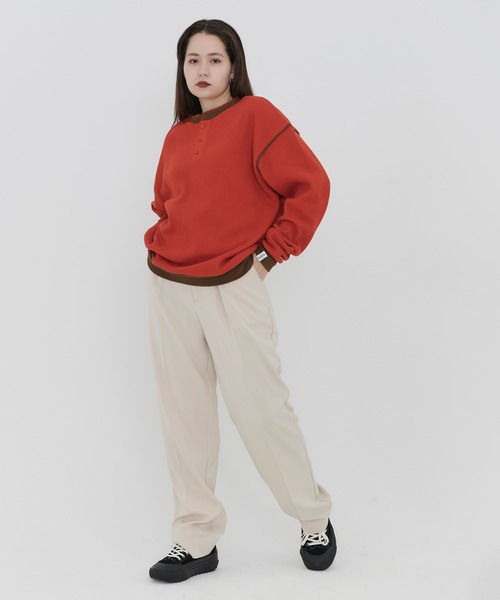 TINA：JOJUN（ティーナジョジュン）の「ユニセックス ワッフルカットソー TINA：JOJUN（Tシャツ/カットソー・レディース・ダークオレンジ/ブラウン・M）」の15枚目の写真