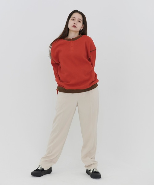 TINA：JOJUN（ティーナジョジュン）の「ユニセックス ワッフルカットソー TINA：JOJUN（Tシャツ/カットソー・レディース・ダークオレンジ/ブラウン・M）」の18枚目の写真