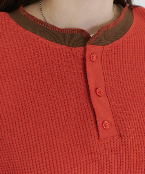 TINA：JOJUN（ティーナジョジュン）の「ユニセックス ワッフルカットソー TINA：JOJUN（Tシャツ/カットソー・レディース・ダークオレンジ/ブラウン・M）」の8枚目の写真