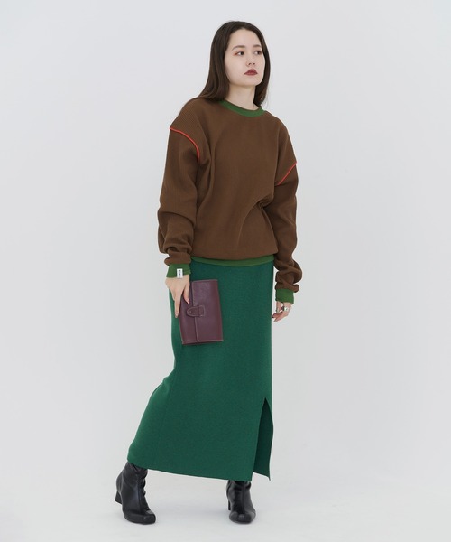 TINA：JOJUN（ティーナジョジュン）の「ユニセックス ワッフルカットソー TINA：JOJUN（Tシャツ/カットソー・レディース・ダークオレンジ/ブラウン・M）」の17枚目の写真