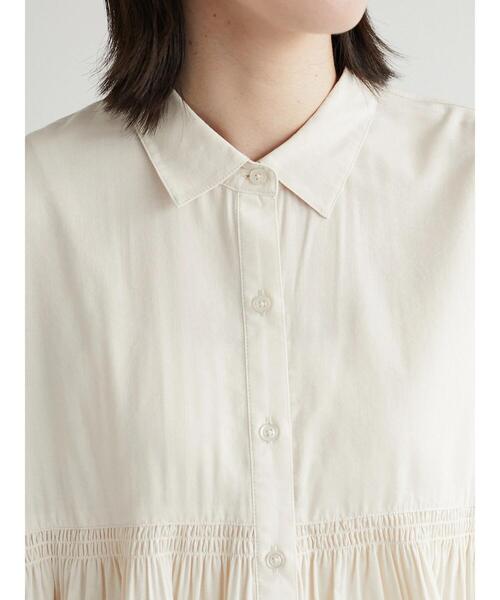 Green Parks(グリーンパークス)の「シャーリングイレヘムチュニック(シャツ/ブラウス・レディース・オフホワイト/ミント・FREE)」の10枚目の写真