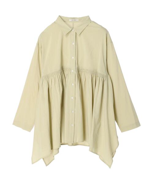 Green Parks(グリーンパークス)の「シャーリングイレヘムチュニック(シャツ/ブラウス・レディース・オフホワイト/ミント・FREE)」の2枚目の写真