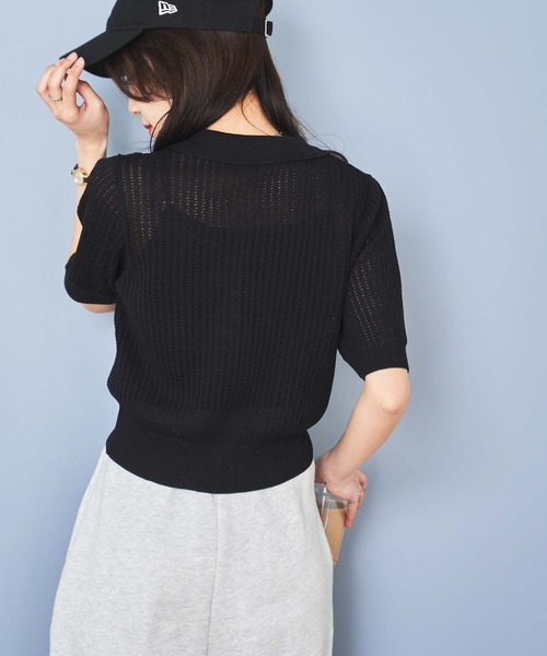 WEGO(ウィゴー)の「WEGO/襟付メッシュカーデ(カーディガン/ボレロ・レディース・ライム/ライトパープル/ホワイト/ブラック・FREE)」の12枚目の写真