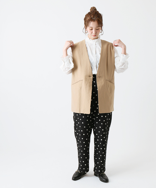 B.C STOCK(ベーセーストック)の「スタンドフリルブラウス(シャツ/ブラウス・レディース・ホワイト/ピンク/ブルー/グリーン・FREE)」の5枚目の写真