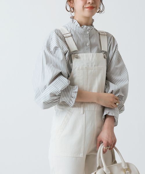 B.C STOCK(ベーセーストック)の「スタンドフリルブラウス(シャツ/ブラウス・レディース・ホワイト/ピンク/ブルー/グリーン・FREE)」の9枚目の写真