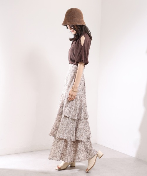 one after another NICE CLAUP（ワンアフターアナザーナイスクラップ）の「ティアードロングスカート（スカート・レディース・アイボリー/モカ/ブラウン系その他・FREE）」の17枚目の写真