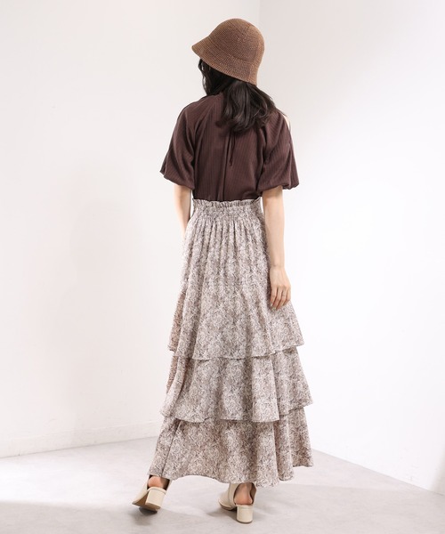 one after another NICE CLAUP（ワンアフターアナザーナイスクラップ）の「ティアードロングスカート（スカート・レディース・アイボリー/モカ/ブラウン系その他・FREE）」の14枚目の写真