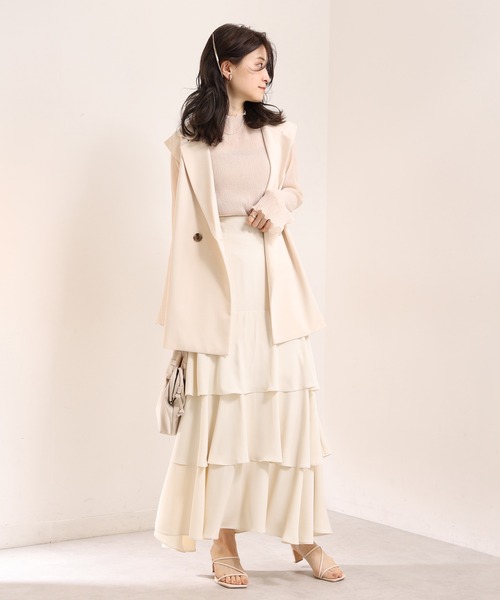 one after another NICE CLAUP（ワンアフターアナザーナイスクラップ）の「ティアードロングスカート（スカート・レディース・アイボリー/モカ/ブラウン系その他・FREE）」の8枚目の写真