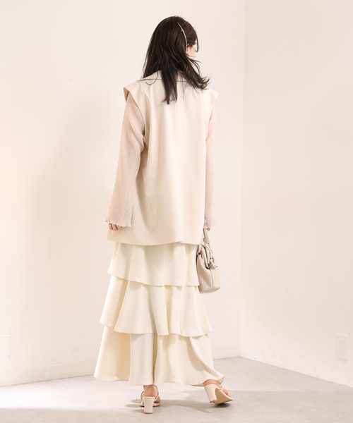 one after another NICE CLAUP（ワンアフターアナザーナイスクラップ）の「ティアードロングスカート（スカート・レディース・アイボリー/モカ/ブラウン系その他・FREE）」の4枚目の写真