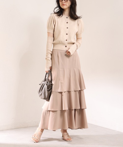 one after another NICE CLAUP（ワンアフターアナザーナイスクラップ）の「ティアードロングスカート（スカート・レディース・アイボリー/モカ/ブラウン系その他・FREE）」の15枚目の写真