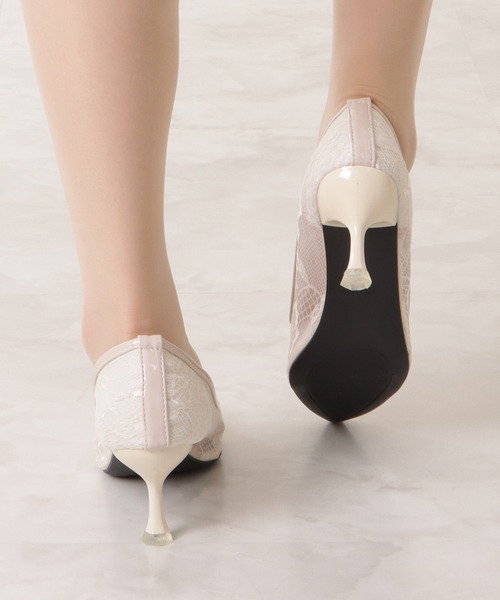 セール】総レースポインテッドピンヒールパンプス（パンプス
