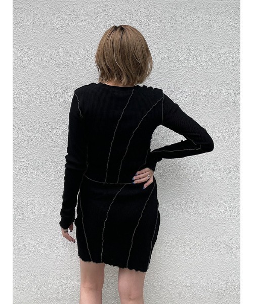 ENVYM（アンビー）の「スイッチングリブＴＯＰＳ（Tシャツ/カットソー・レディース・ブラック/グレー・FREE）」の9枚目の写真