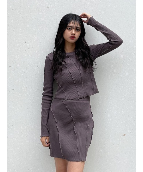 ENVYM（アンビー）の「スイッチングリブＴＯＰＳ（Tシャツ/カットソー・レディース・ブラック/グレー・FREE）」の6枚目の写真