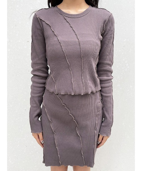 ENVYM（アンビー）の「スイッチングリブＴＯＰＳ（Tシャツ/カットソー・レディース・ブラック/グレー・FREE）」の10枚目の写真