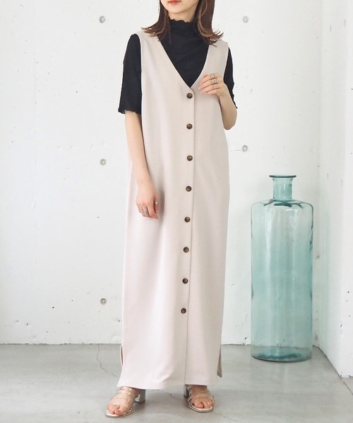 tiptop（ティップトップ）の「前後2wayジャンパースカート（ジャンパースカート・レディース・アイボリー/ブラック・FREE）」の5枚目の写真