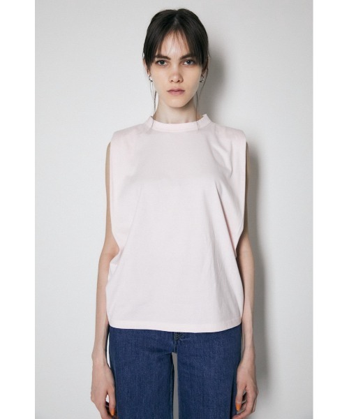 MOUSSY(マウジー)の「PADDED SHOULDER SLEEVELESS トップス(タンクトップ・レディース・ホワイト/ブラック/ライトピンク/キナリ・FREE)」の4枚目の写真