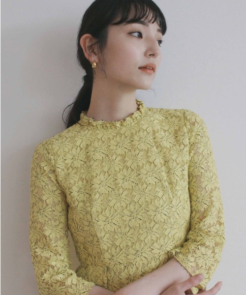 kaene（カエン）の「ミックスレースワンピース（ドレス・レディース・ネイビー/グリーン/イエロー・36/34/38）」の4枚目の写真