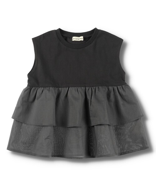 BRANSHES（ブランシェス）の「裾フリル半袖Tシャツ（Tシャツ/カットソー・キッズ・ブラウン/ライトグリーン/チャコールグレー・90/140/120/110/100/130/150）」の2枚目の写真