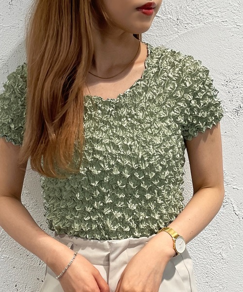 apres jour mignon(アプレジュールミニョン)の「ポップコーントップス【ZOZOTOWN限定アイテム】(Tシャツ/カットソー・レディース・ブラック/オフホワイト/グリーン・X-LARGE/フリー)」の3枚目の写真