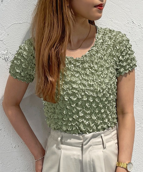 apres jour mignon(アプレジュールミニョン)の「ポップコーントップス【ZOZOTOWN限定アイテム】(Tシャツ/カットソー・レディース・ブラック/オフホワイト/グリーン・X-LARGE/フリー)」の6枚目の写真