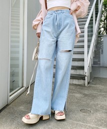 one after another NICE CLAUP | 【再予約】ダメージワイドパンツ(デニムパンツ)