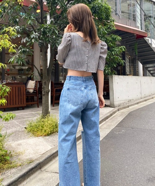 ナイスクラップ　 ライトブルー ワイドデニムパンツ one after another NICE CLAUP（ワンアフターアナザーナイ