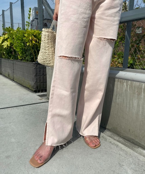 one after another NICE CLAUP（ワンアフターアナザーナイスクラップ）の「ダメージワイドデニムパンツ（デニムパンツ・レディース・ブルー/ベビーピンク/ライトブルー・S/M）」の22枚目の写真