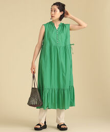 Ray BEAMS | Ray BEAMS / コットン ギャザー フレンチスリーブ ワンピース(ワンピース)