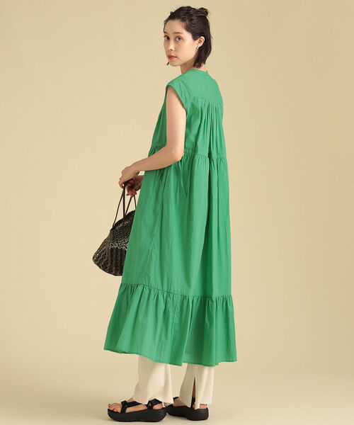 Ray BEAMS（レイビームス）の「Ray BEAMS / コットン ギャザー フレンチスリーブ ワンピース（ワンピース・レディース・ブラック/レッド/グリーン・ONE SIZE）」の4枚目の写真