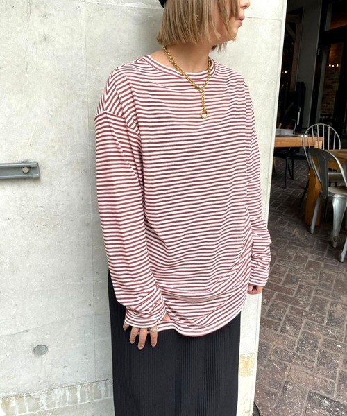 ＪＵＧＬＡＮＳ（ユグランス）の「☆ 【CHIGNON】シアーリブボーダーロンT　8222-091（Tシャツ/カットソー・レディース・レッド/ブラック・FREE）」の12枚目の写真
